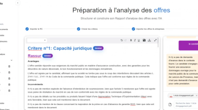 Fonctionnalité MIA Analyse des offres